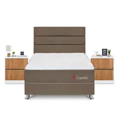 FORLI - Dormitorio Capella 2 Plazas Marrón + 2 Veladores Roma