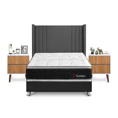 FORLI - Dormitorio Golden 2 Plazas Gris + 2 Veladores Milan