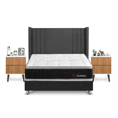 FORLI - Dormitorio Golden King Gris + 2 Veladores Milan