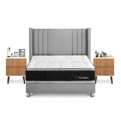 FORLI - Dormitorio Golden King Plata + 2 Veladores Milan