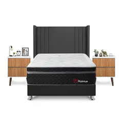 FORLI - Dormitorio Platinium 2 Plazas Gris + 2 Veladores Milan