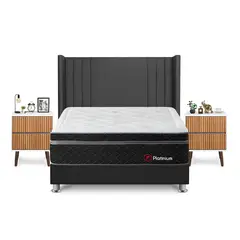 FORLI - Dormitorio Platinium Queen Gris + 2 Veladores Milan