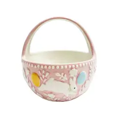 CASA JOVEN - Canasta Cerámica con Relieve Funny Bunny