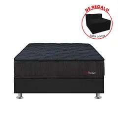 FORLI - Cama Americana Pocket Negro 1 Plaza + Sofá Cama