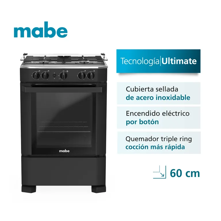 Cocina a Gas 60cm 4 quemadores Negro CMP6040FN0