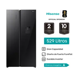 HISENSE - REFRIGERADORA SIDE BY SIDE NEGRA 529L