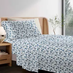 CASA JOVEN - JUEGO DE SABANAS EST 1.5PLZ FLORES NAVY