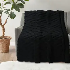 CASA JOVEN - MANTA JACQUARD ROMBOS NEGRA