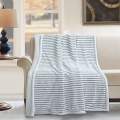 CASA JOVEN - MANTA JQ FLANNEL SHERPA LINEAS CHARCOAL