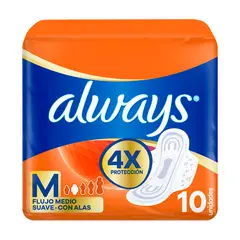 ALWAYS - Toallas Higiénicas Protección Suave Empaque 10 Und