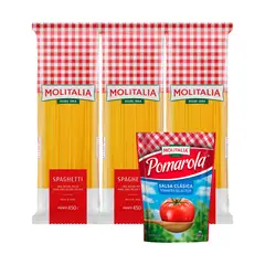 MOLITALIA - Pack 3 Spaghettis 450 g + Salsa Pomarola 145 g