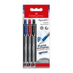 FABER CASTELL - Bolígrafo Speedx7 1 Azul, 1 Rojo, 1 Negro Estuche 3 Und