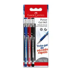 FABER CASTELL - Bolígrafo Power Gel 065 1 Azul, 1 Rojo, 1 Negro 3 Und