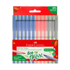 FABER CASTELL - Bolígrafo Eco Trilu6 Azules, 3 Rojos, 3 Negros 12 Und