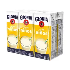 GLORIA - Leche UHT Vainilla Niños Sixpack Caja 180 mL