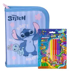 ARTESCO - Cartuchera Tipo Libro Promocional + Plumones Stitch