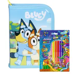 ARTESCO - Cartuchera Tipo Libro Promocional + Plumones Bluey