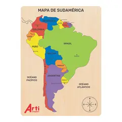 ARTI CREATIVO - Mapa de Sudamérica Rompecabezas de Madera 14 Piezas