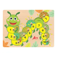 ARTI CREATIVO - Juego de Encaje Gusanito de Madera 10 Piezas