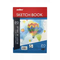 LOS ANDES - Block Sketch Encolado Cartulina Blanca 20 Hojas