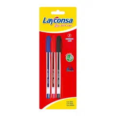 LAYCONSA - BOLIGRAF L035 AZ NE RO X 3