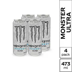 MONSTER - Bebida Energizante Energy Ultra Pack 4 Latas 473 mL