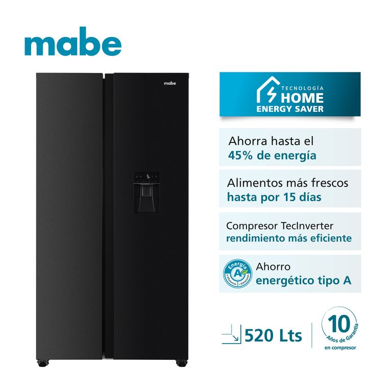 Refrigeradora Side by Side TecInverter 520L Black MSD565QMLSP0