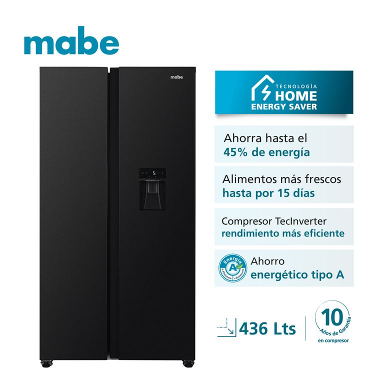 Refrigeradora Side by Side TecInverter 436L Black MSD480LMRPS0