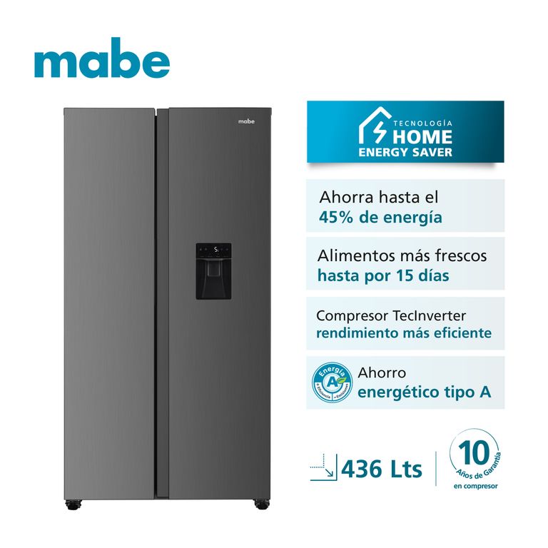 Refrigeradora Side by Side TecInverter 436 L Inox MSD480LMRSS0
