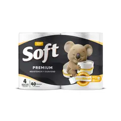 SOFT - Papel Higienico Premium 40 metros Empaque 4 Und