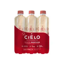 CIELO - Agua con Sabor Manazana Sixpack Botella 600 mL