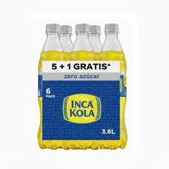 INCA KOLA - Bebida Gaseosa Zero Azúcar Sixpack Botella 600 mL