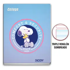COLLEGE - Cuaderno Deluxe Tres Renglones CSC Snoopy 80 Hojas