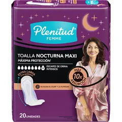 PLENITUD - Toallas Higiénicas Nocturna Maxi Femme Empaque 20 Und