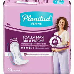 PLENITUD - Toallas Higiénicas Maxi Día y Noche Empaque 20 Und