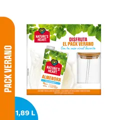 NATURES HEART - Bebida de Almendra Sin Azúcar Nature Heart Pack 2 Botellas 946 mL + Vaso