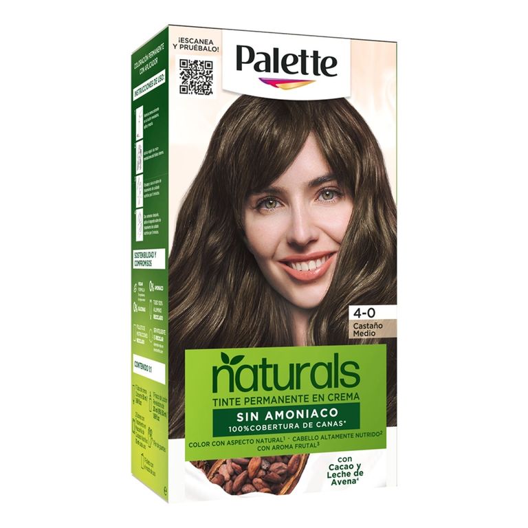 Tinte Palette Naturals Sin Amoniaco 4-0 Castaño Medio