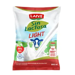 LAIVE - Leche Light Sin Lactosa Bolsa 800 mL