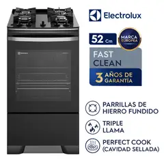 Electrolux - Cocina a Gas 4 Hornillas Triple Llama 52 cm
