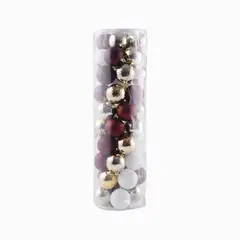 CASA JOVEN - Set X50 Bolas de Navidad Guinda Dorado y Blanco 6 Cm