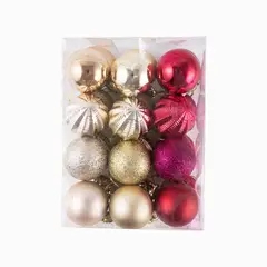 CASA JOVEN - Set X24 Bolas de Navidad Rojo y Doradas 4 Cm