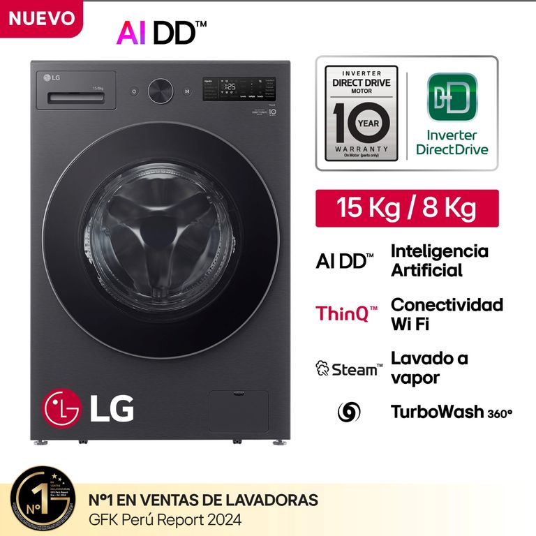 LAVADORA WD15EBNTSPG NEGRO MATE