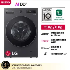 LG - LAVADORA WD15EBNTSPG NEGRO MATE