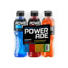 POWERADE - Bebida Mora + Multifrutas + Maracuyá + Manzana Verde Sixpack Botella 600 mL