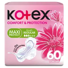 KOTEX - Toallas Femeninas Comfort y Protección Maxi Empaque 60 Und