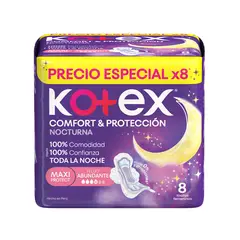 KOTEX - Toalla Higiénica Protección Nocturna Empaque 8 Und