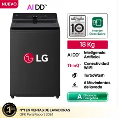 LG - LAVADORA WT18OBTX NEGRO ONYX