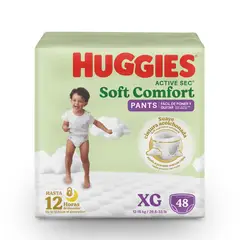 HUGGIES - Pañales Active Sec Soft Comfort Talla XG Empaque 48 Und